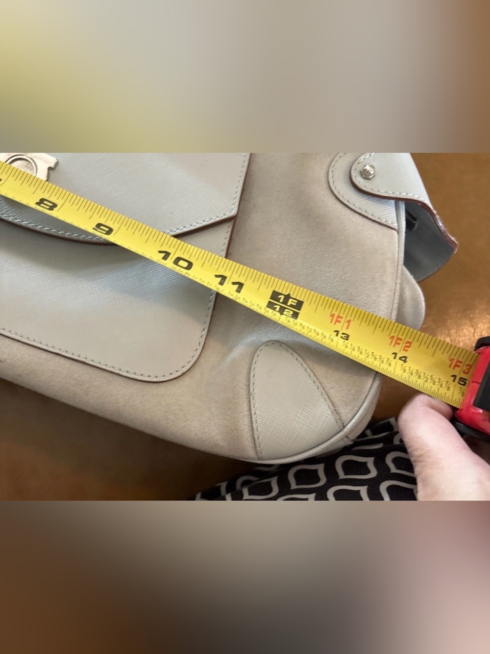 Salvatore Ferragamo Gancini Baguette Light Blue Suede & Saffiano Leather  RARE - Picture 13 of 15